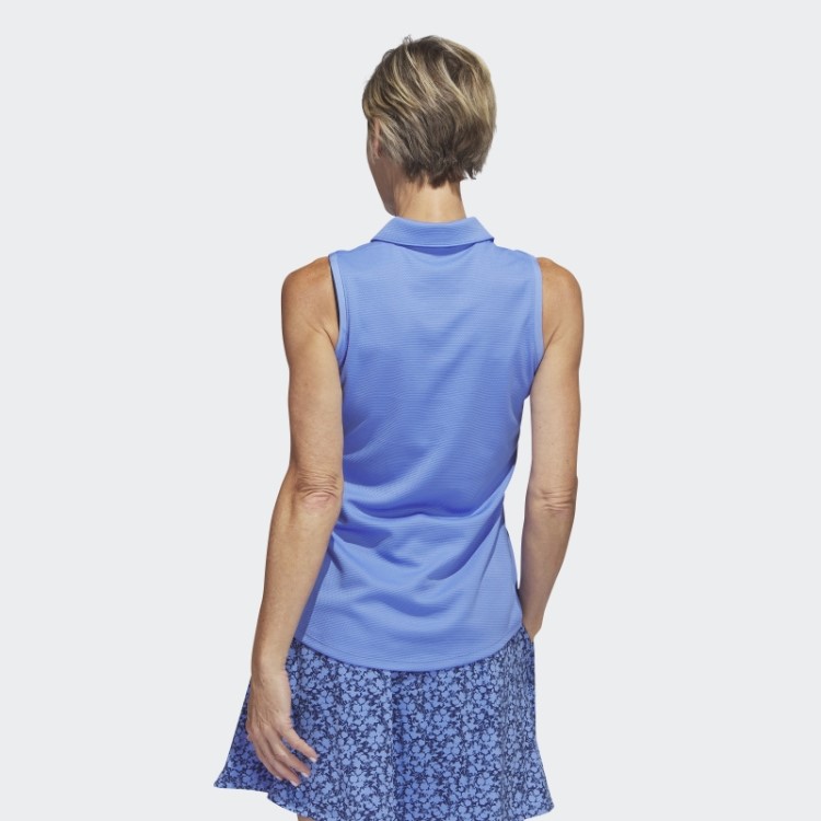 Adidas Camisa Polo De Golfe Sem Mangas Com Textura Azul