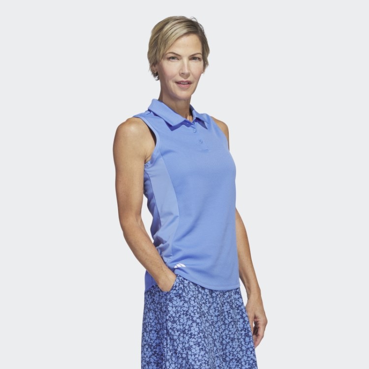 Adidas Camisa Polo De Golfe Sem Mangas Com Textura Azul