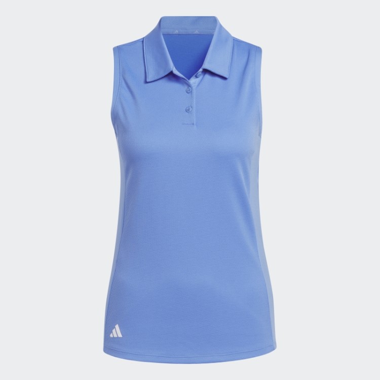 Adidas Camisa Polo De Golfe Sem Mangas Com Textura Azul
