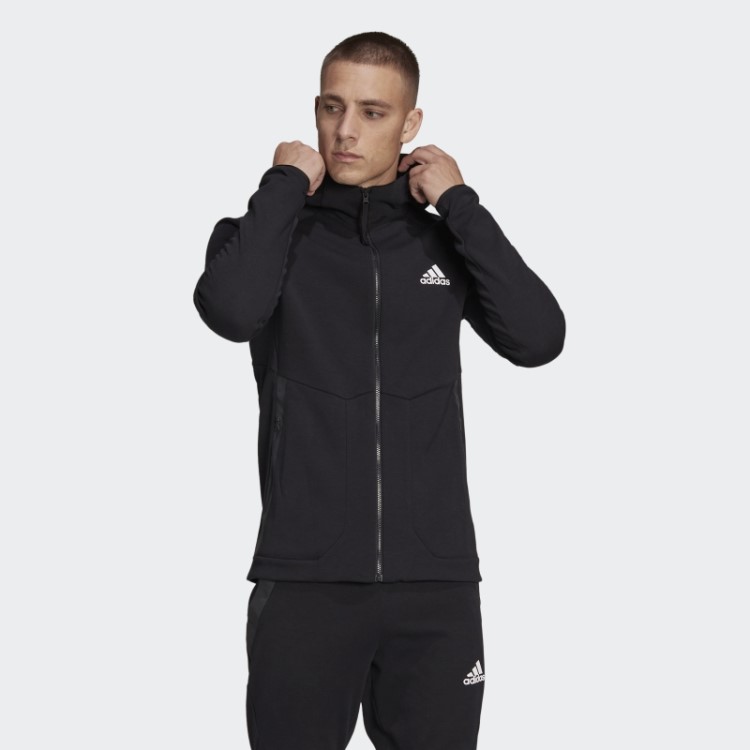 Jaqueta Com Zíper Integral Adidas Black Designed For Gameday