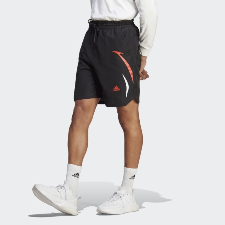 Bermuda Em Tecido Colorblock Preto Adidas