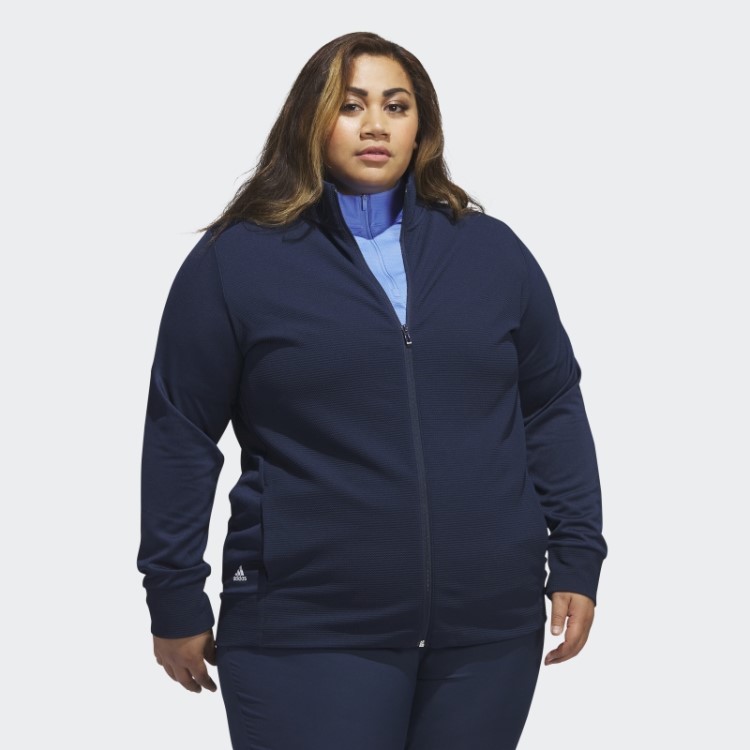 Jaqueta Texturizada Azul Marinho Com Zíper Completo (tamanho Grande) Adidas