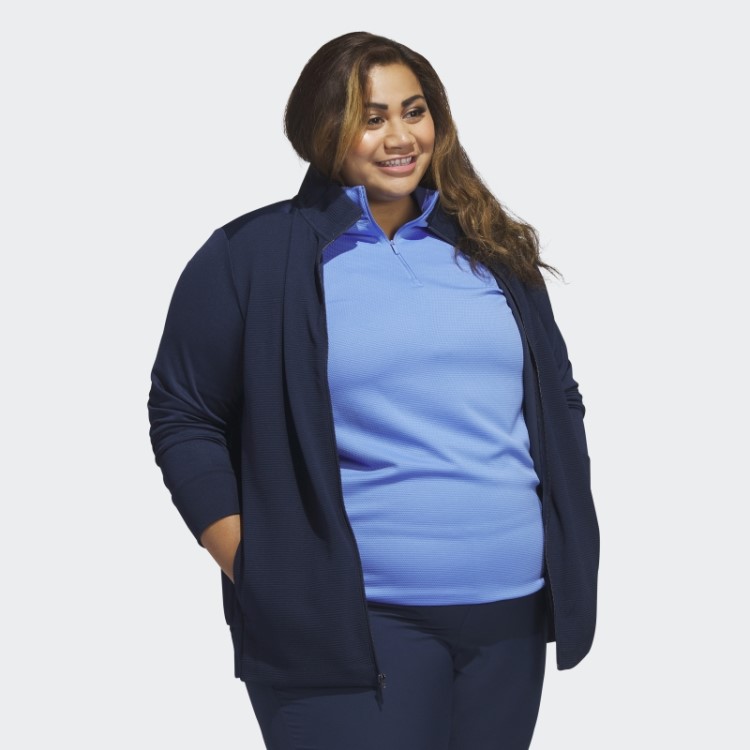 Jaqueta Adidas Texturizada Com Zíper Completo (plus Size) Azul Marinho
