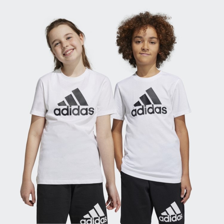 Camiseta Branca Adidas Essentials Com Logo Grande De Algodão