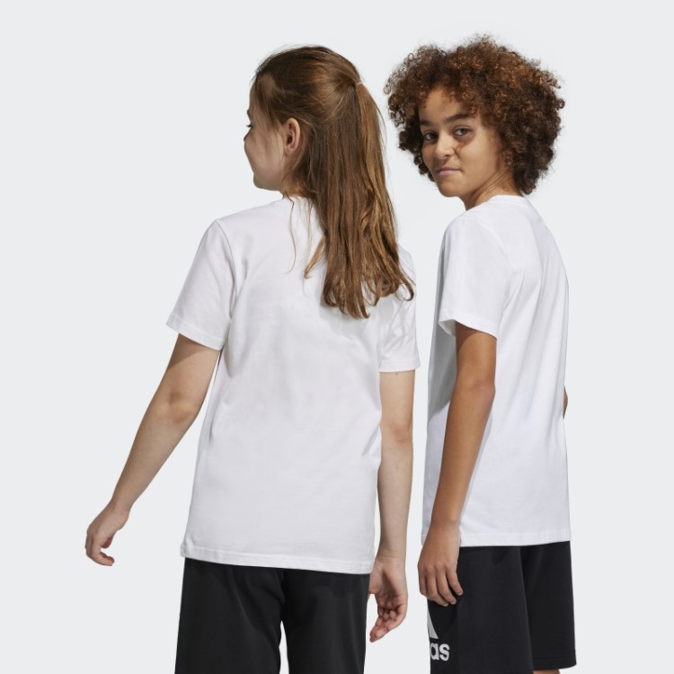 Camiseta Branca Adidas Essentials Com Logo Grande De Algodão