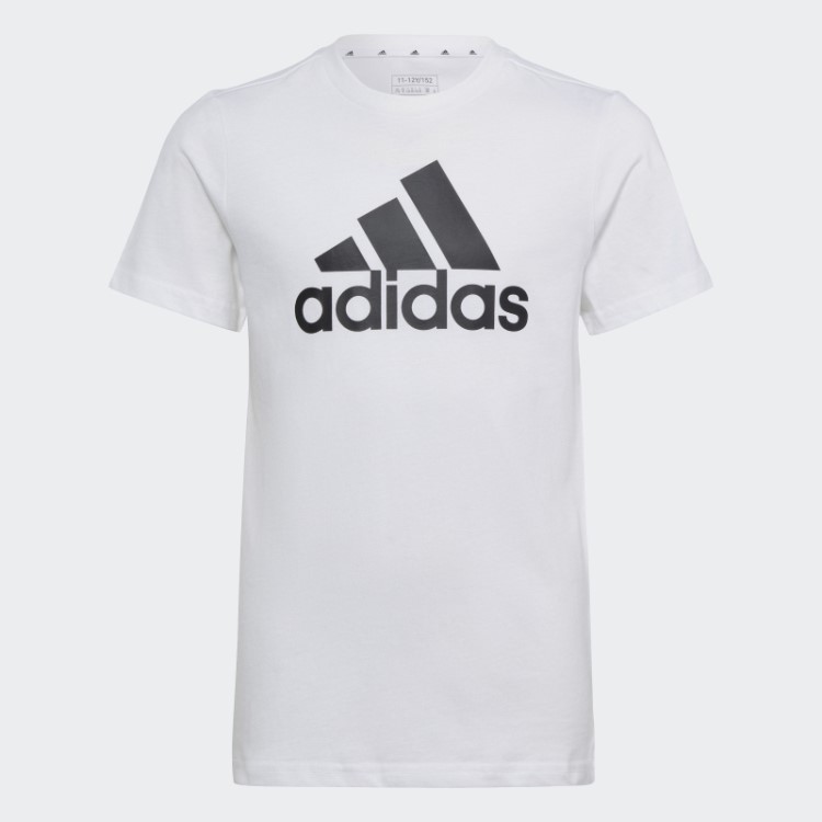 Camiseta Branca Adidas Essentials Com Logo Grande De Algodão