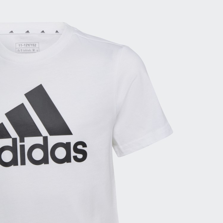 Camiseta Branca Adidas Essentials Com Logo Grande De Algodão