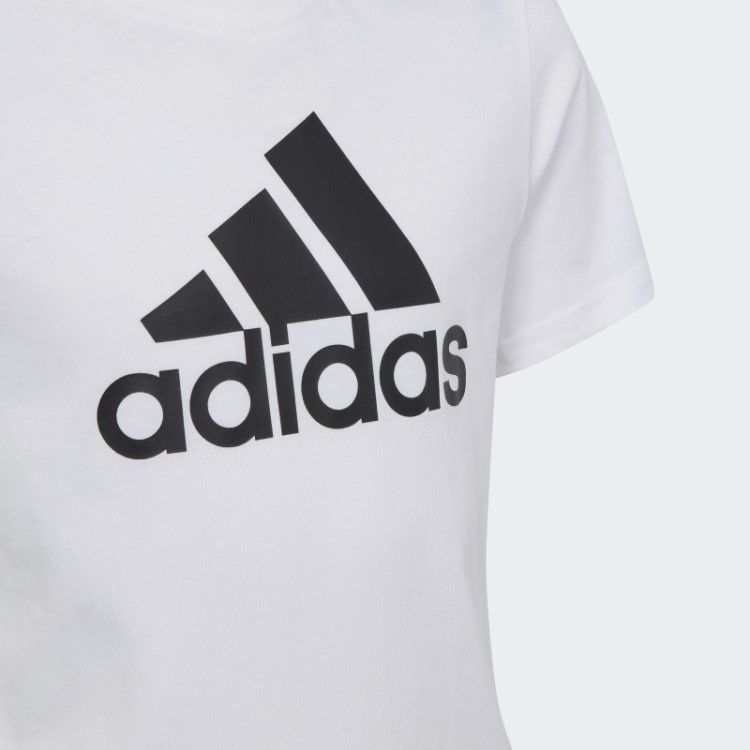 Camiseta Branca Adidas Essentials Com Logo Grande De Algodão