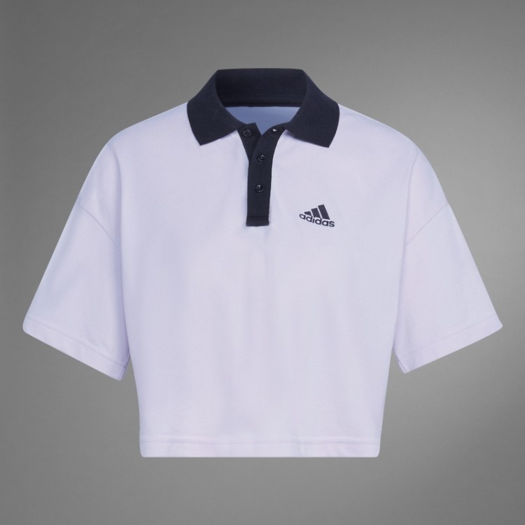 Camisa Polo Rosa Adidas Cropped Piqué