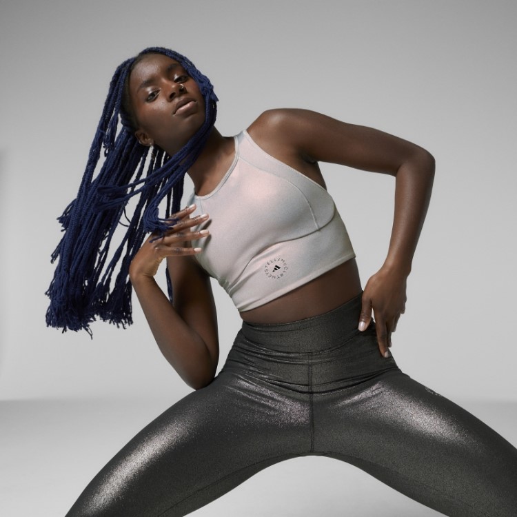 Leggings De Treino Brilhantes Adidas By Stella Mccartney Prata
