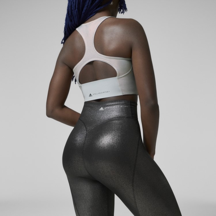 Leggings De Treino Brilhantes Adidas By Stella Mccartney Prata