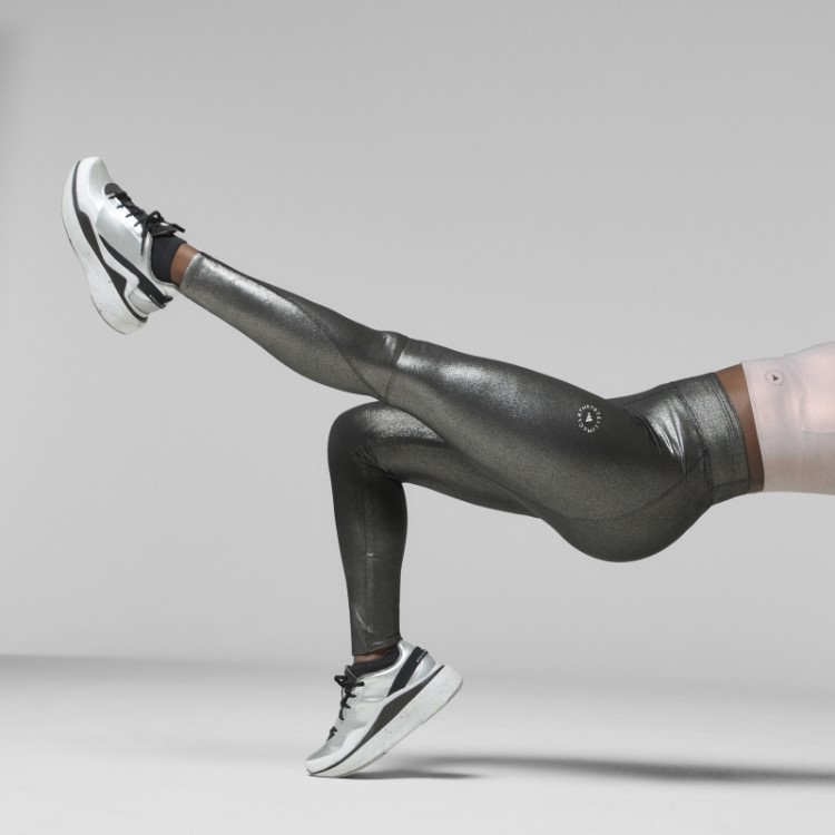 Leggings De Treino Brilhantes Adidas By Stella Mccartney Prata