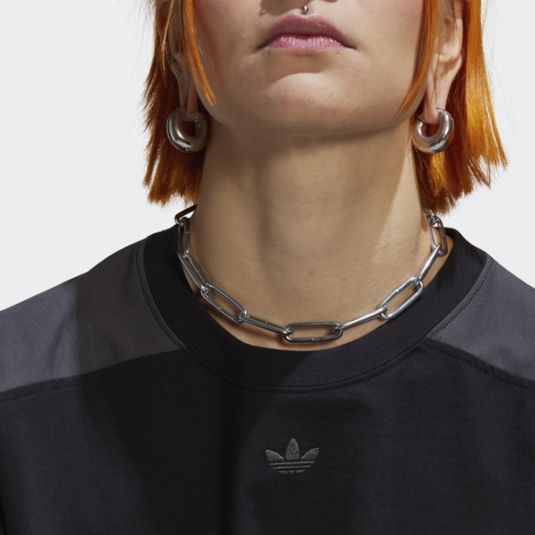 Camiseta Cropped Preta Estampada Adidas