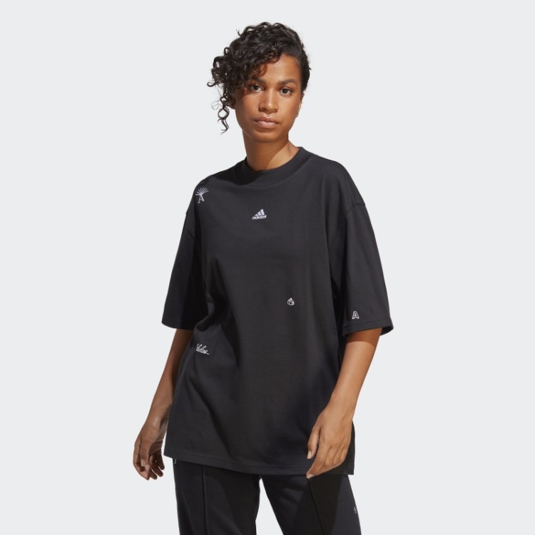 Camiseta Adidas Boyfriend Com Estampas Inspiradas Em Cristais Curativos Em Preto