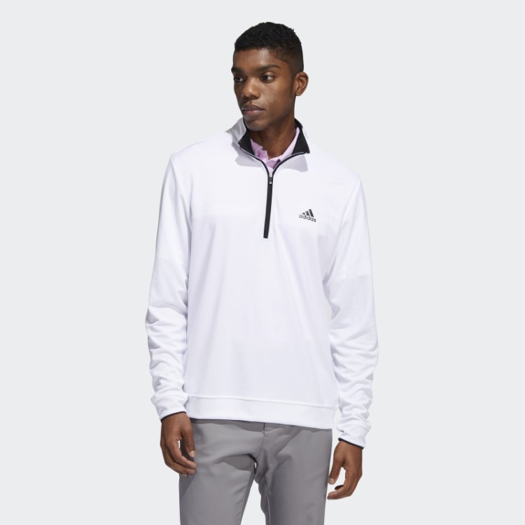 Pulôver Branco Com Zíper Adidas