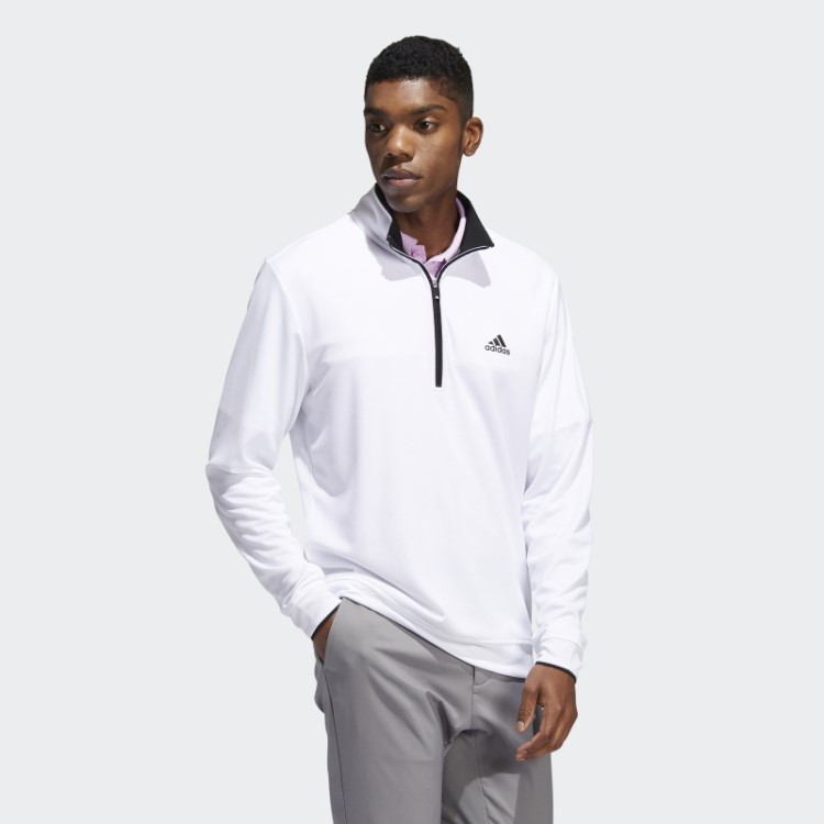 Pulôver Branco Com Zíper Adidas