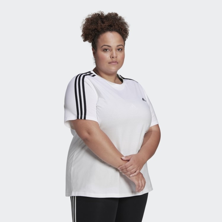 Camiseta Adidas Essentials Slim Com As Três Listras (tamanho Grande) Branca