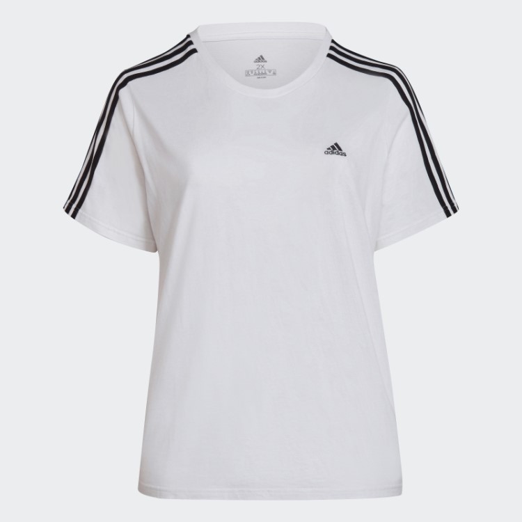 Camiseta Adidas Essentials Slim Com As Três Listras (tamanho Grande) Branca