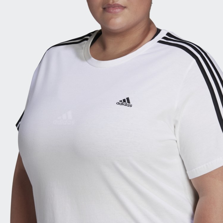 Camiseta Adidas Essentials Slim Com As Três Listras (tamanho Grande) Branca