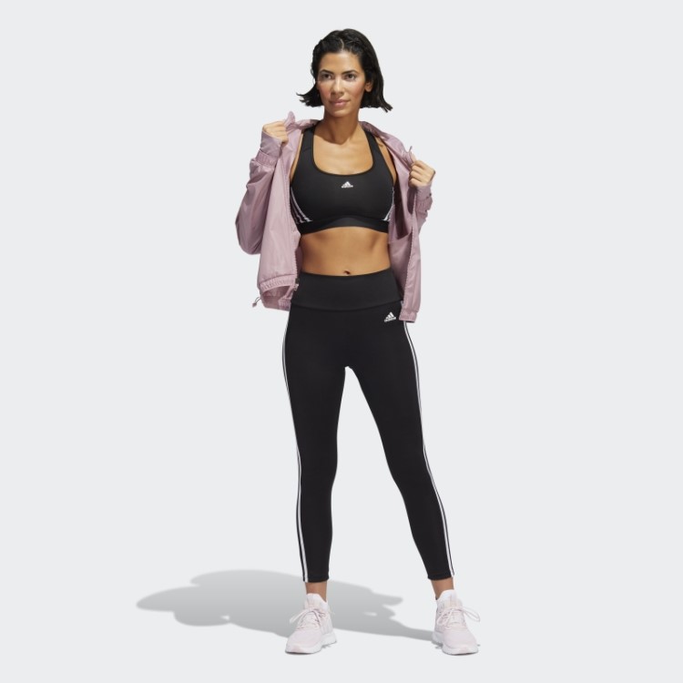 Sutiã Preto Adidas Powerreact Training Com As Três Listras De Suporte Médio