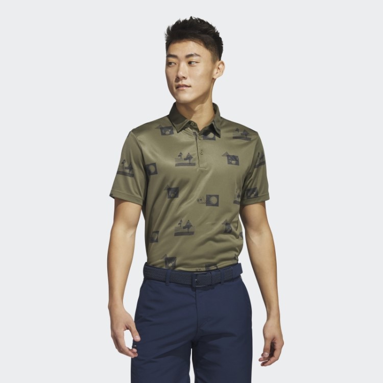 Adidas Camisa Polo Com Estampa Allover Verde Oliva