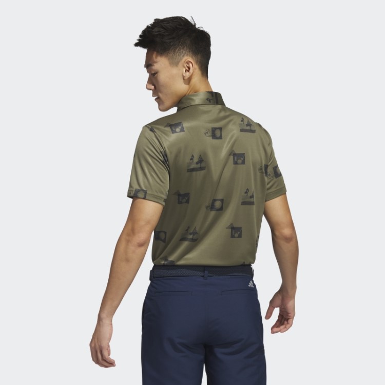 Adidas Camisa Polo Com Estampa Allover Verde Oliva