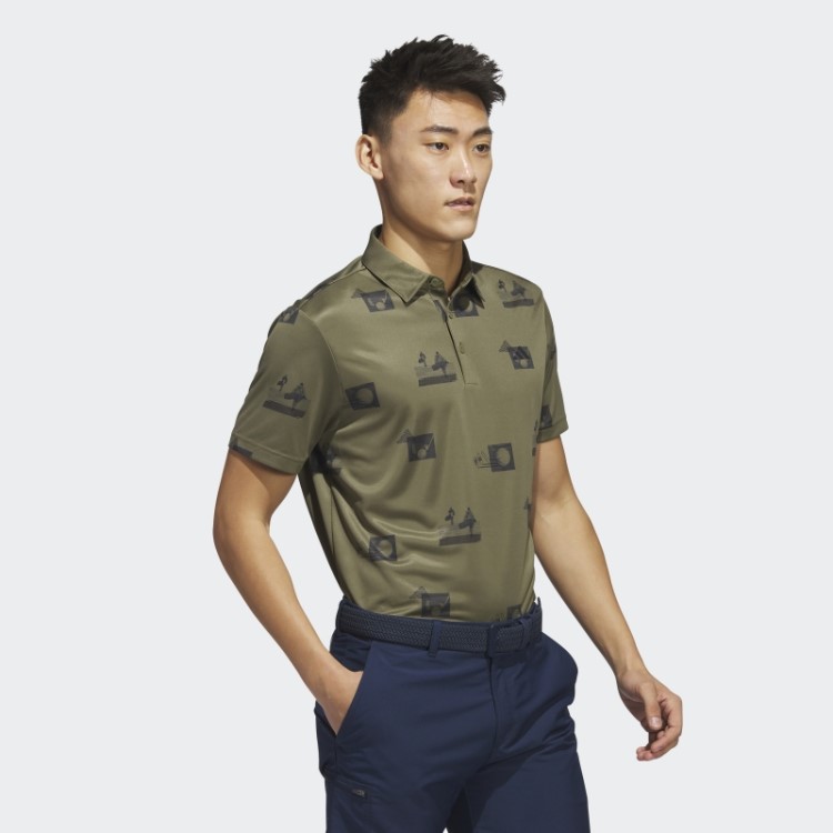 Adidas Camisa Polo Com Estampa Allover Verde Oliva