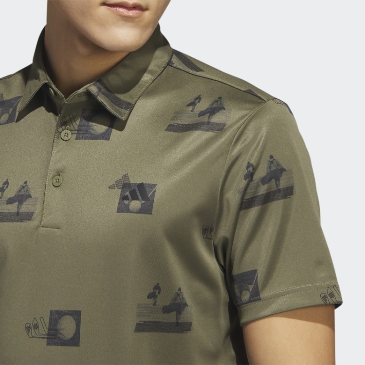 Adidas Camisa Polo Com Estampa Allover Verde Oliva