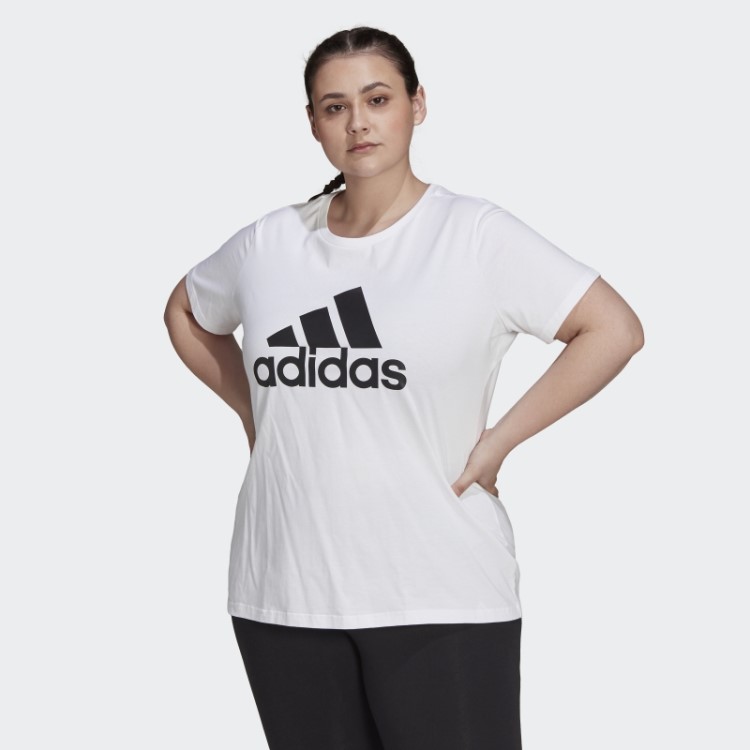 Camiseta Com Logo Essentials (tamanho Grande) Adidas Branca