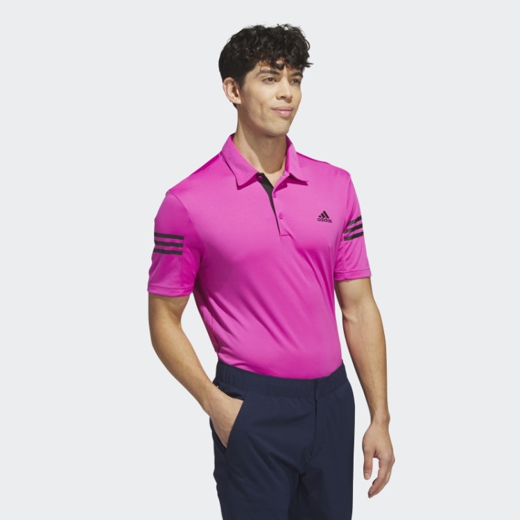 Camisa Pólo 3 Listras Fúcsia Adidas