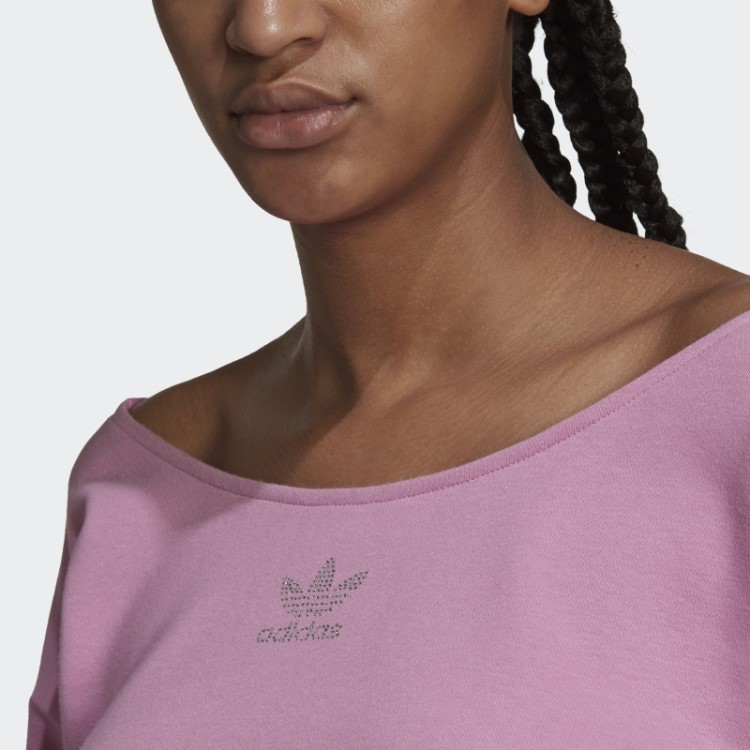 Adidas 2000 Luxe Slouchy Crew Sweatshirt Moda Orquídea