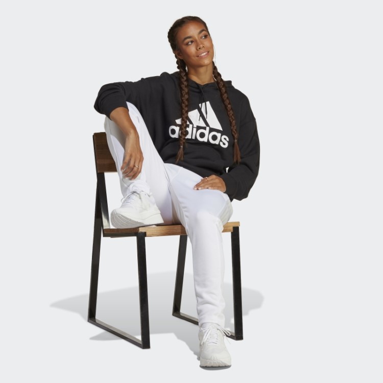 Adidas Essentials Moletom Oversized French Terry Preto Com Logo Grande
