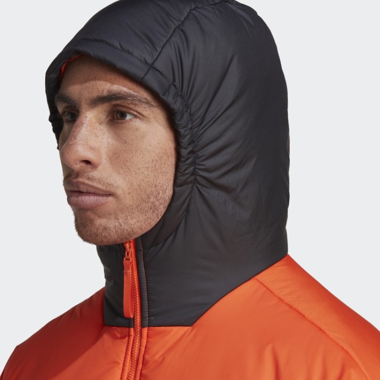 Jaqueta Bufante Com Capuz Laranja Bsc 3 Listras Adidas