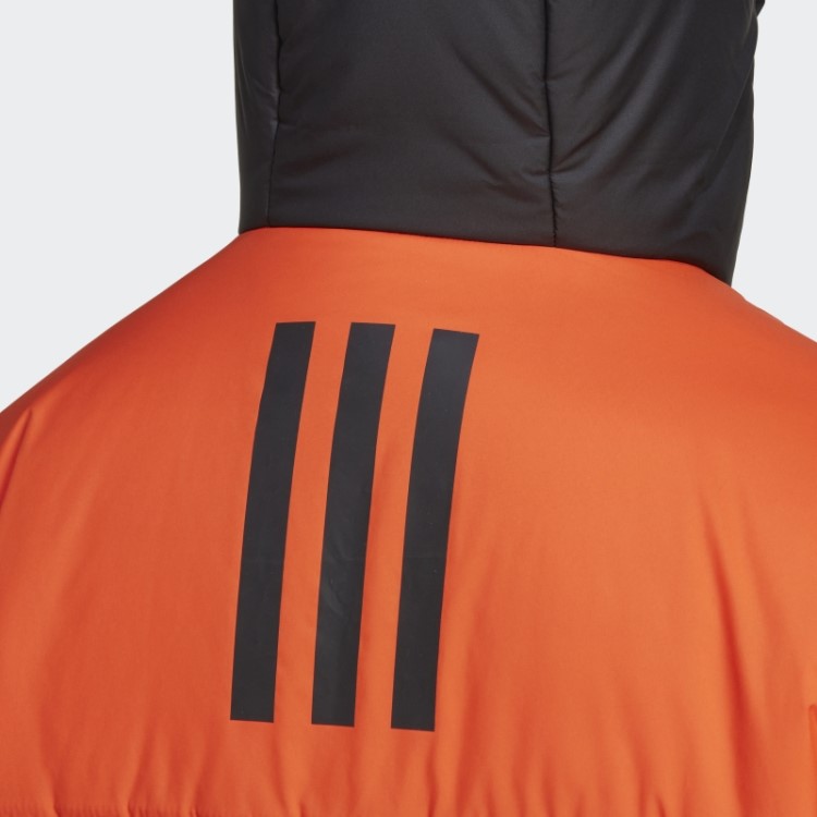 Jaqueta Bufante Com Capuz Laranja Bsc 3 Listras Adidas