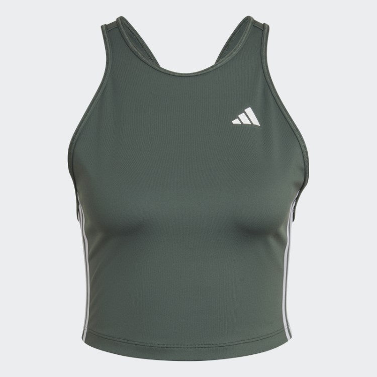 Adidas óxido Verde Aeroready Feito Para Treinar Regata Com As Três Listras