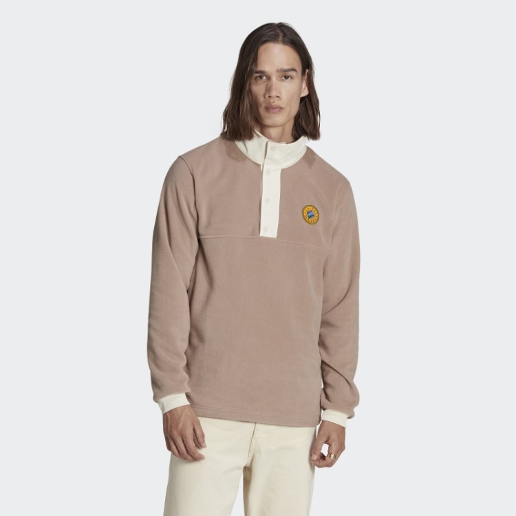 Jaqueta De Lã Polar Adidas Marrom Calcário Wander Hour Quarter Snap