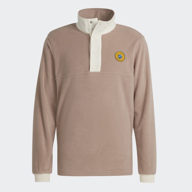 Jaqueta De Lã Polar Adidas Marrom Calcário Wander Hour Quarter Snap