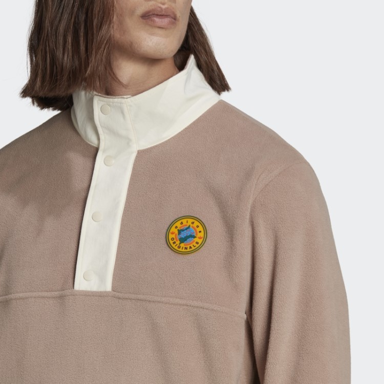 Jaqueta De Lã Polar Adidas Marrom Calcário Wander Hour Quarter Snap