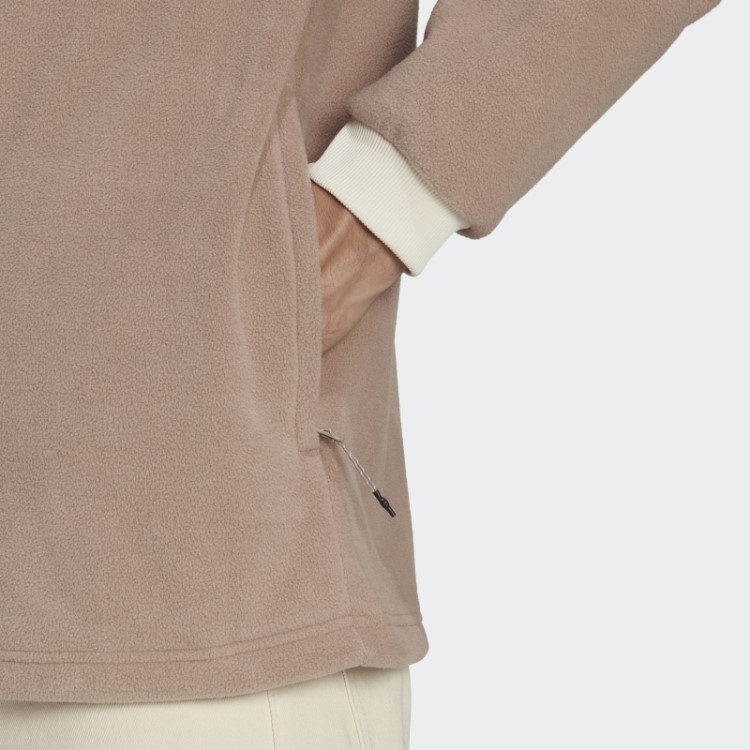 Jaqueta De Lã Polar Adidas Marrom Calcário Wander Hour Quarter Snap