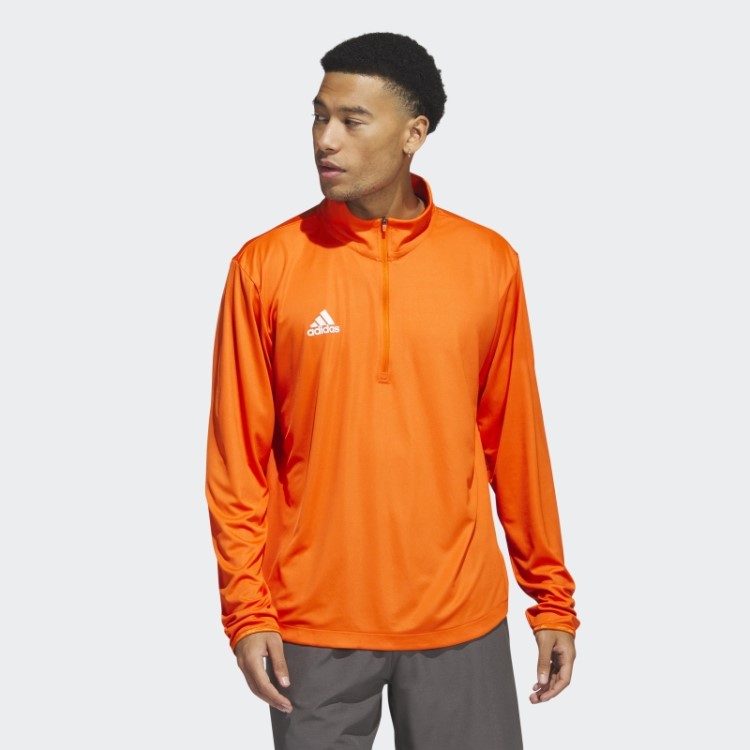 Sob As Luzes Blusa De Malha Manga Longa Com Zíper 1/4 Adidas Laranja