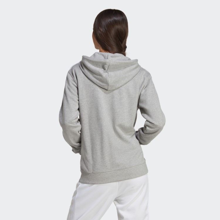 Moletom Com Capuz Regular Cinza Médio Com As Três Listras French Terry Regular E Zíper Adidas