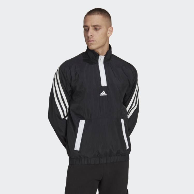 Suéter Adidas Black Future Icons Com 3 Listras E Zíper 1/4
