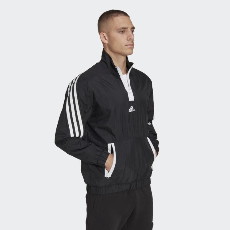 Suéter Adidas Black Future Icons Com 3 Listras E Zíper 1/4