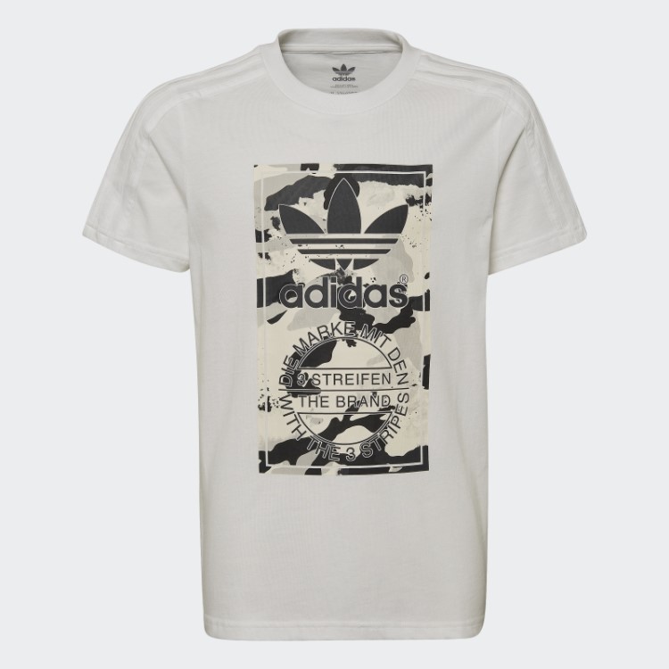 Camiseta Com Estampa Camuflada Adidas Branca