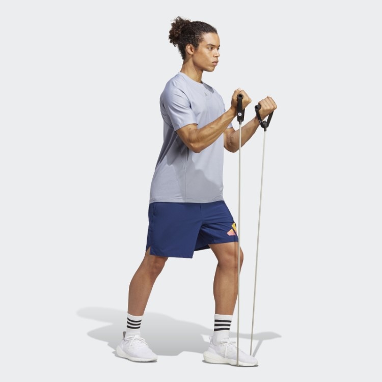 Short Azul Escuro Train Icons Com As Três Listras Da Adidas