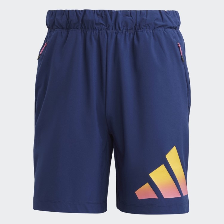 Short Azul Escuro Train Icons Com As Três Listras Da Adidas