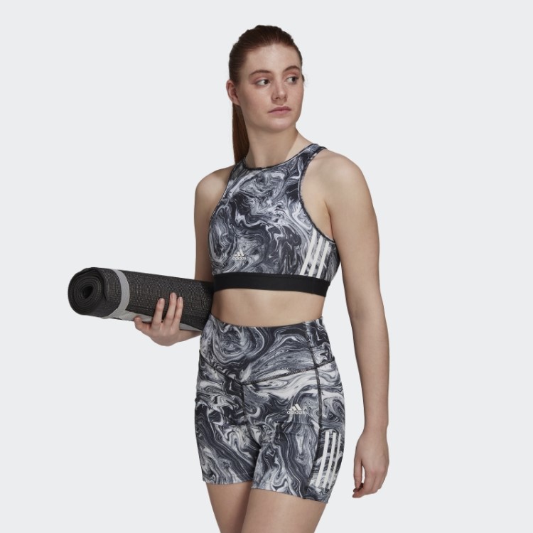 Sutiã De Treino Adidas Hyperglam Aeroready Training Com Suporte Leve E Estampa De Mármore Multicolorido