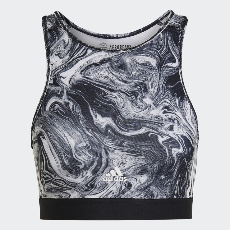 Sutiã De Treino Adidas Hyperglam Aeroready Training Com Suporte Leve E Estampa De Mármore Multicolorido