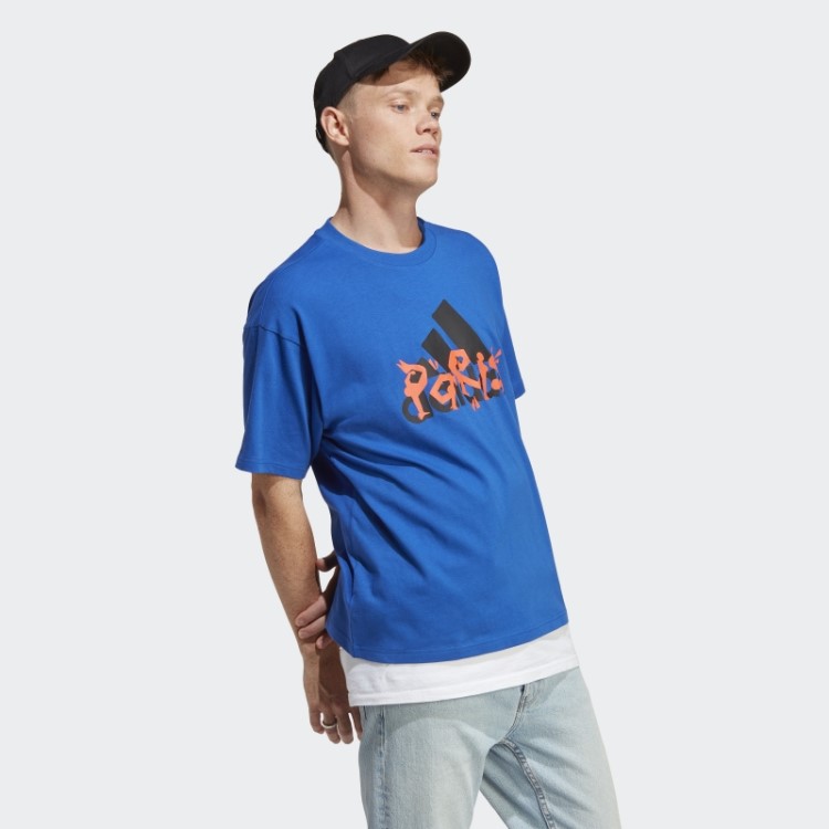Camiseta Estampada Azul Royal Adidas