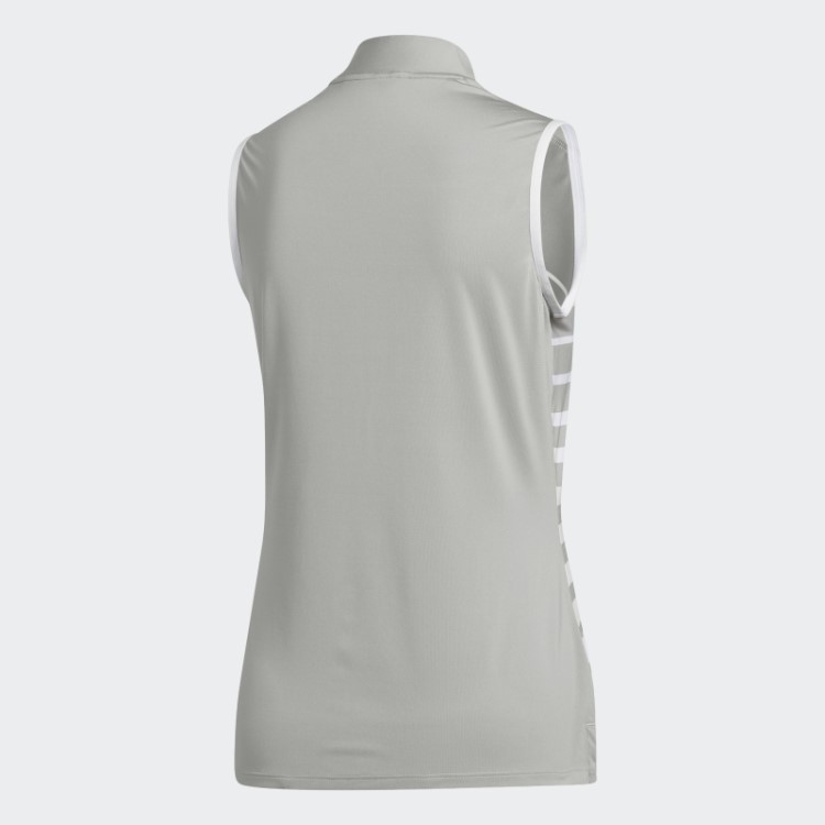 Mgh Pólo Sem Mangas Listrado Cinza Sólido Adidas